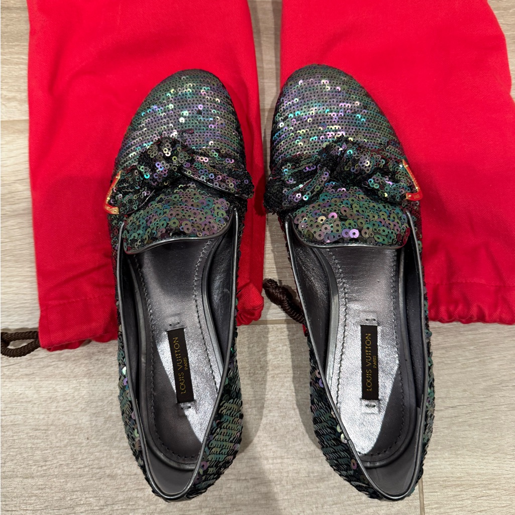 Louis Vuitton Women's Sequin Flats - Black And Green
